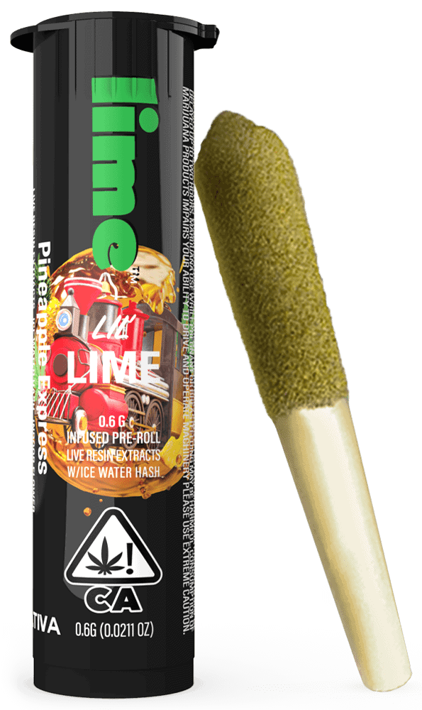 LIME - PINEAPPLE EXPRESS LIVE RESIN & HASH INFUSED PREROLL .6G