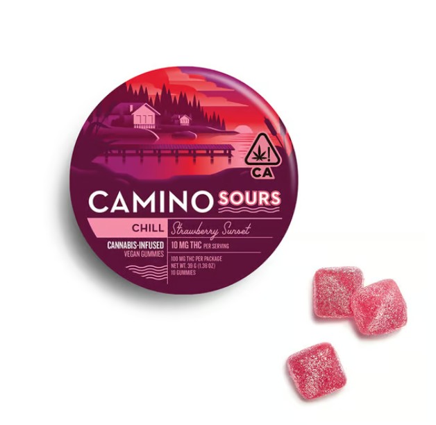 STRAWBERRY SUNSET SOUR GUMMIES 10 PACK 100MG