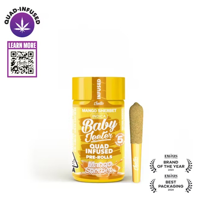 MANGO SHERBET BABY QUAD INFUSED PREROLLS 5 PACK 2.5G
