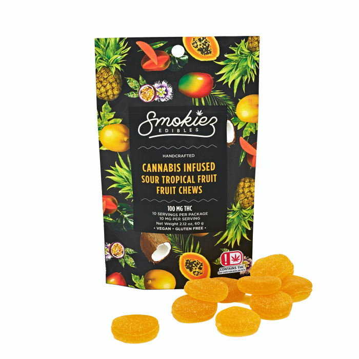 SOUR TROPICAL FRUIT GUMMIES 100MG