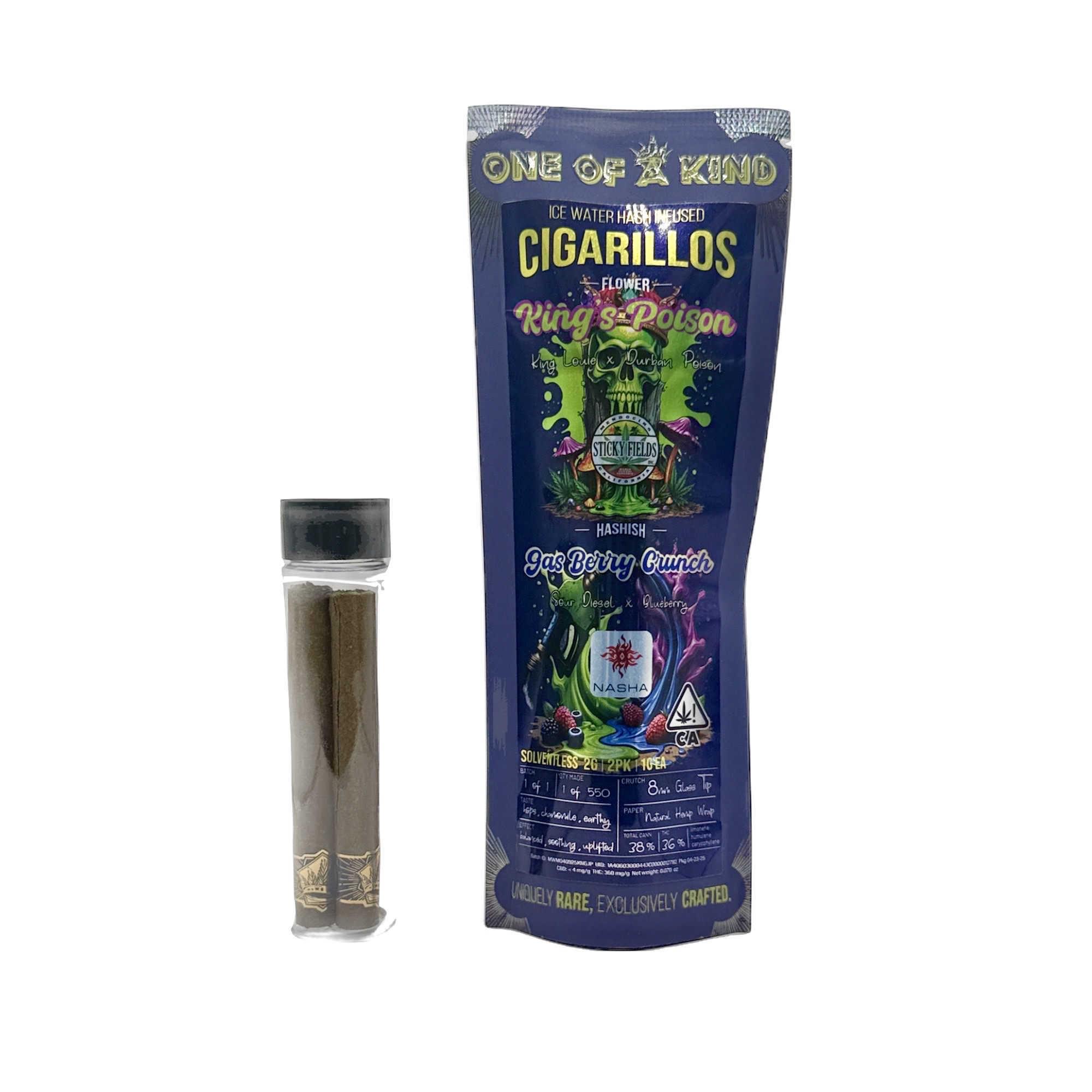 KING'S POISON X GAS BERRY CRUNCH INFUSED CIGARILLOS 2 PACK 2G
