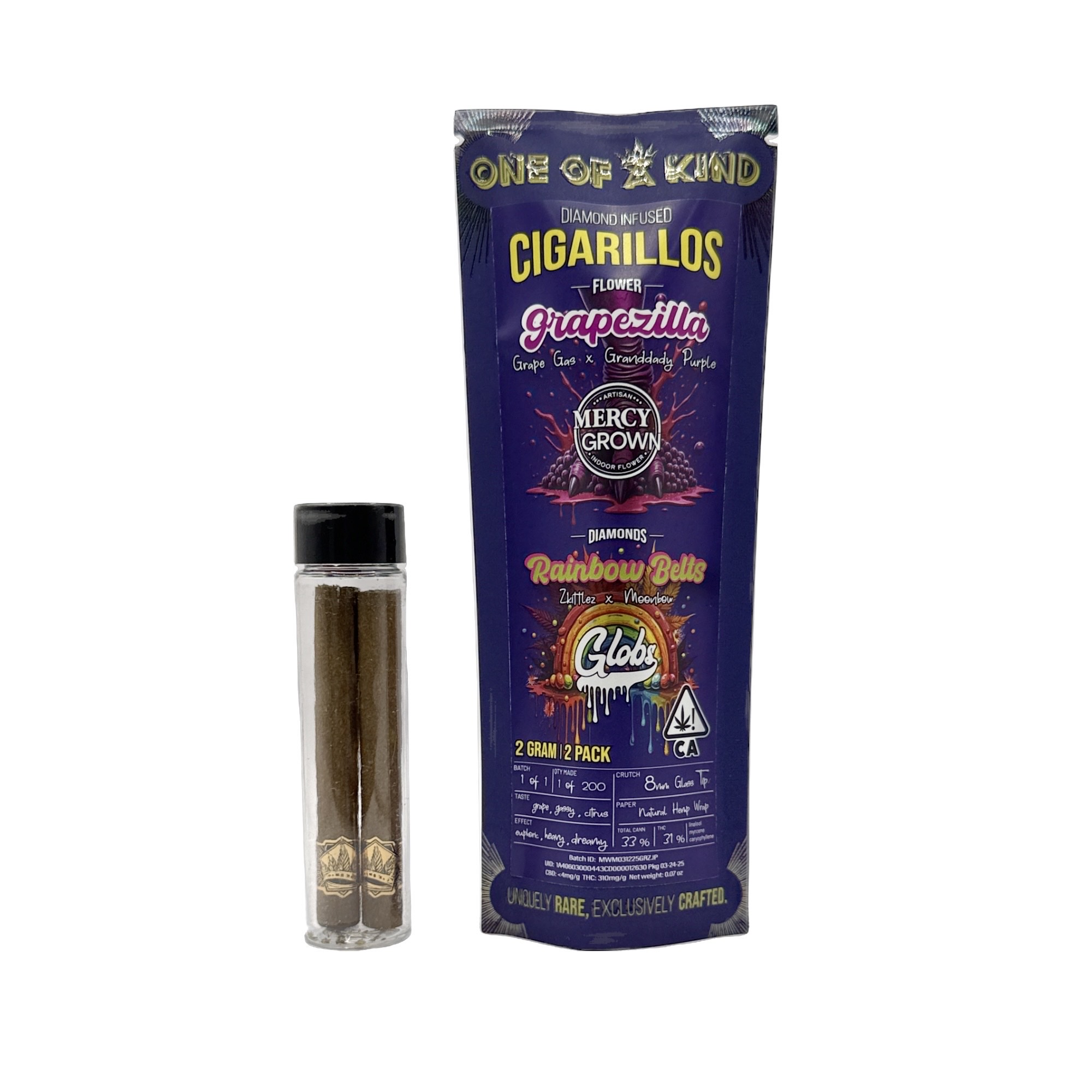 GRAPEZILLA X RAINBOW BELTS INFUSED CIGARILLOS 2 PACK 2G