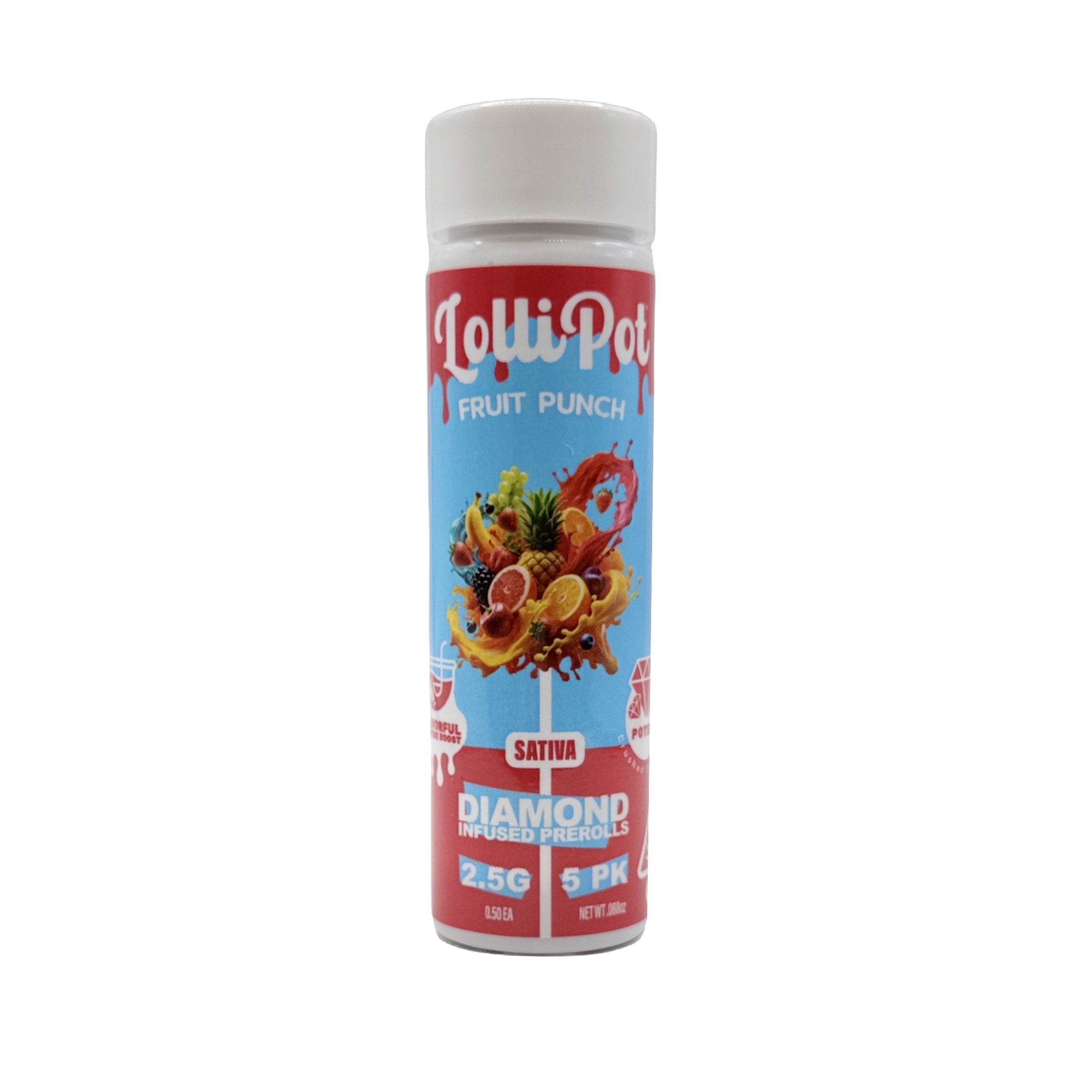 FRUIT PUNCH LIQUID DIAMOND INFUSED PREROLLS 5 PACK 2.5G