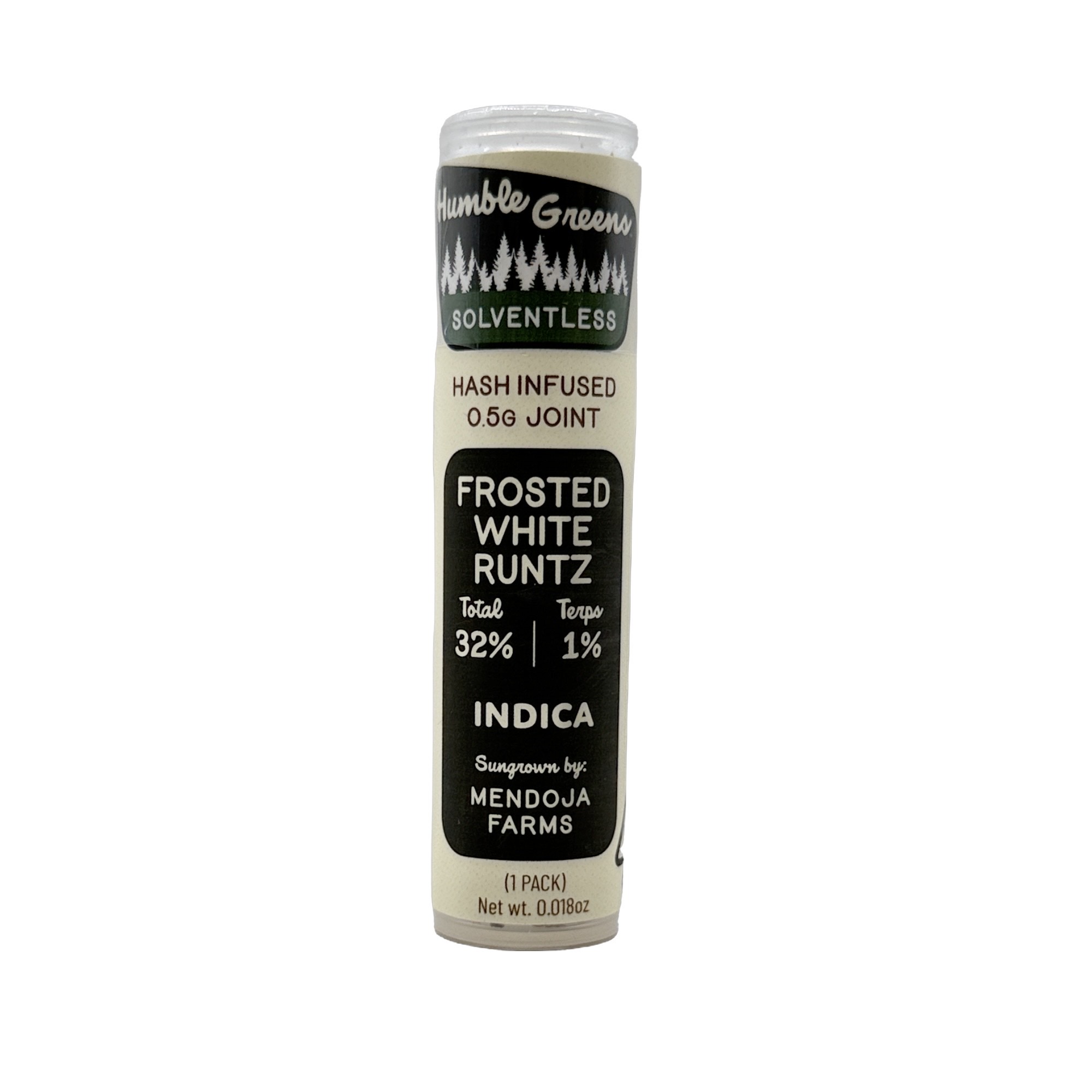 FROSTED WHITE RUNTZ SOLVENTLESS HASH INFUSED PREROLL SINGLE .5G