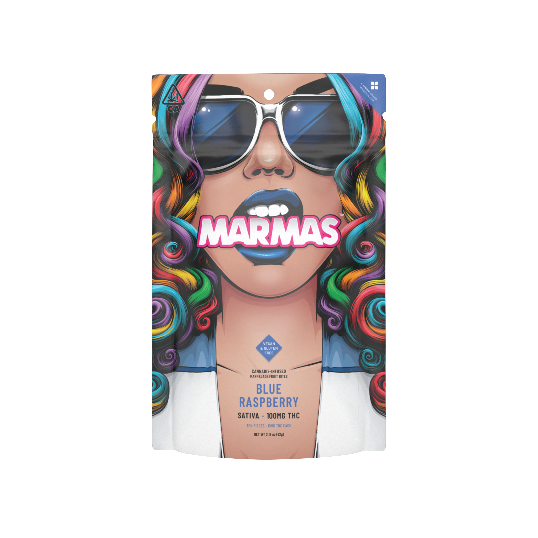 SATIVA BLUE RASPBERRY GUMMIES 100MG 10/PK