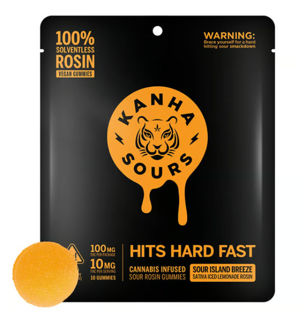 SOUR ISLAND BREEZE SOLVENTLESS ROSIN GUMMIES 10 PACK 100MG