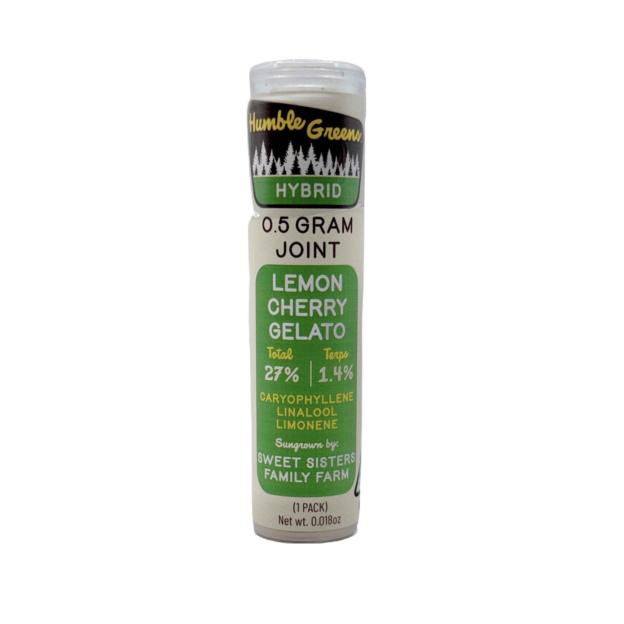 HUMBLE GREENS - LEMON CHERRY GELATO PREROLL SINGLE .5G