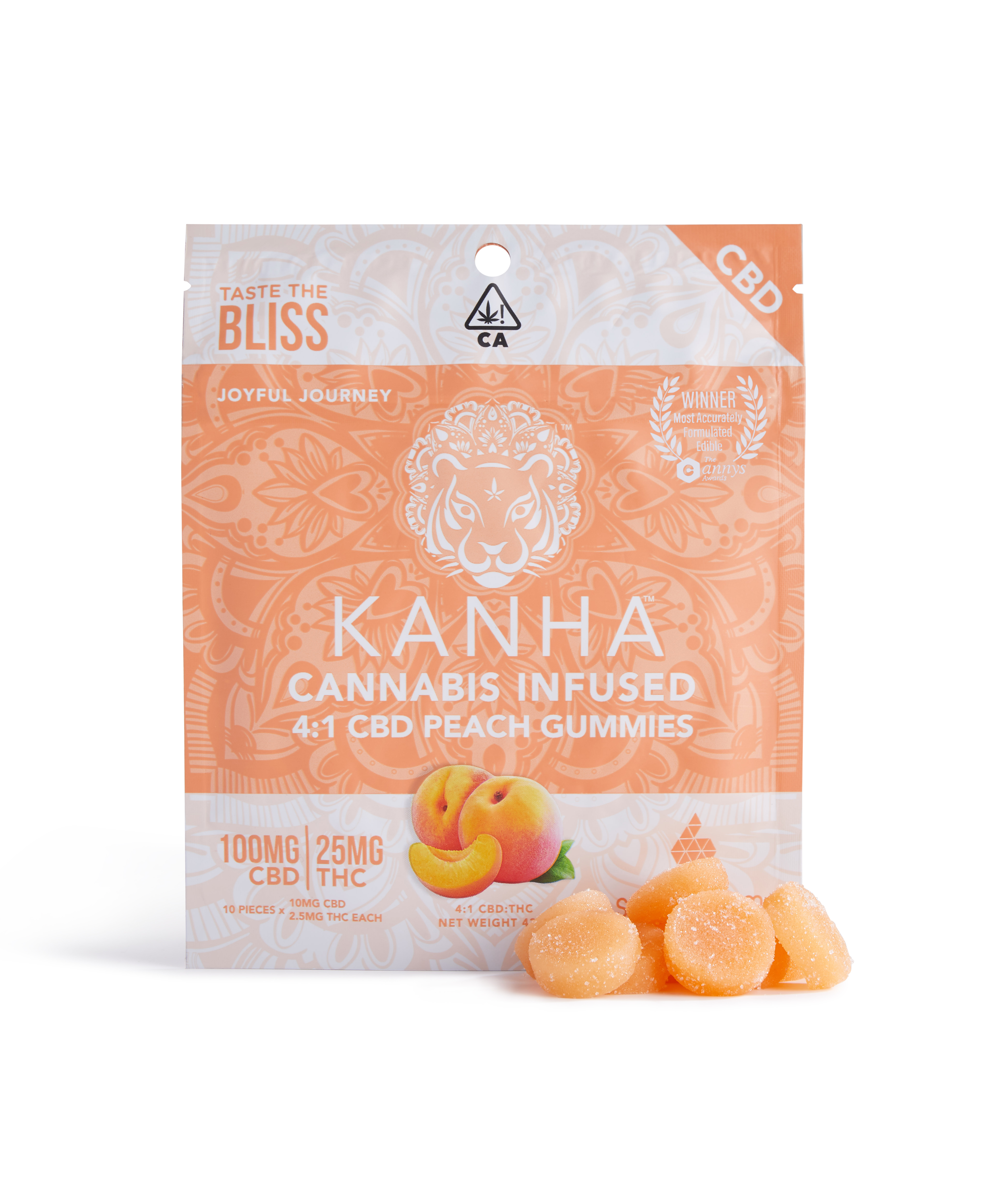 4:1 PEACH GUMMIES 10 PACK 25MG
