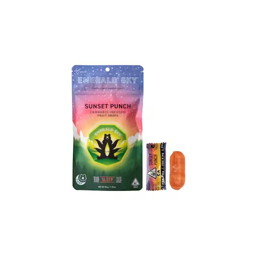 EMERALD SKY - 5:1:1 SUNSET PUNCH SLEEP HARD FRUIT DROPS 20 PACK 100MG