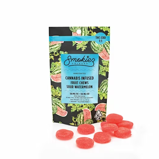 1:1 SOUR WATERMELON GUMMIES 10 PACK 100MG