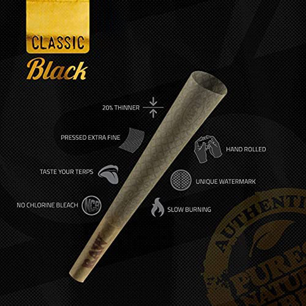 Black Classic Cones, King Size 3pk