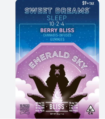 EMERALD SKY - EDIBLE - LIVE ROSIN - GUMMIES - SLEEP - BERRY BLISS - 10:2:4 - THC:CBD:CBN - 100MG 