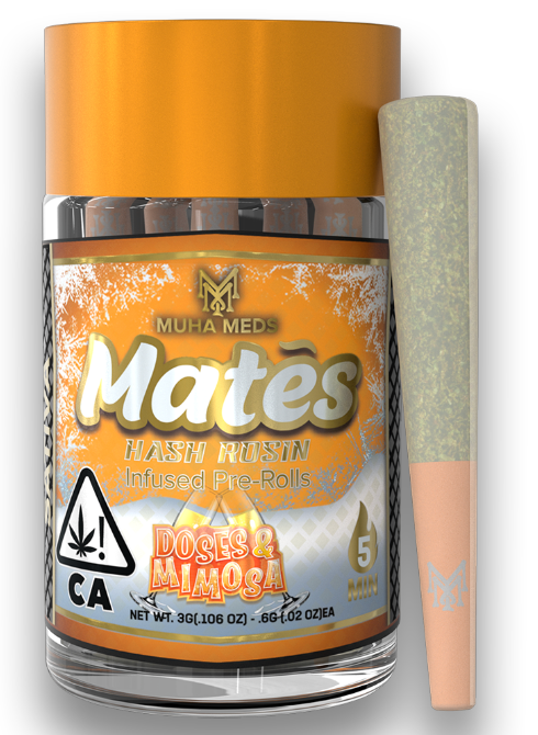 MUHA MEDS - INFUSED PREROLL PACK - HASH - SATIVA - DOSES & MIMOSA - .6G (5PK)