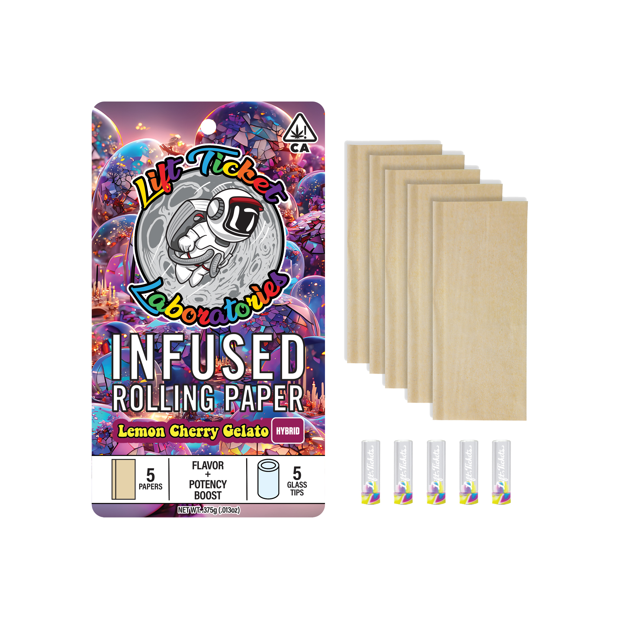 LIFT TICKET - TERP INFUSED PAPERS - LEMON CHERRY GELATO W/ GLASS TIP - 5PK