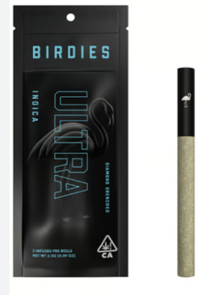 BIRDIES - INFUSED PREROLL PACK - ULTRA - INDICA - .85 - (3PK)