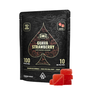 HEAVY HITTERS - EDIBLE - LIVE ROSIN - SATIVA - GUAVA STRAWBERRY - 100MG