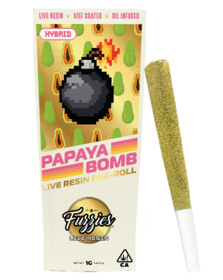 FUZZIES - INFUSED PREROLL - LIVE RESIN - INDICA - PAPAYA BOMB - 1G