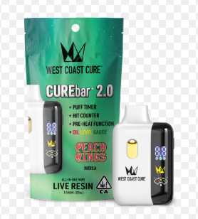 WEST COAST CURE - SAMPLE - AIO - LIVE RESIN CUREBAR 2.0 - INDICA - PEACH RINGZ - 1G 