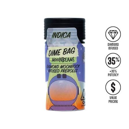 DIME BAG - MOON BEAMS - INFUSED PREROLL - INDICA - THE PURPS - .5G - (5PK)