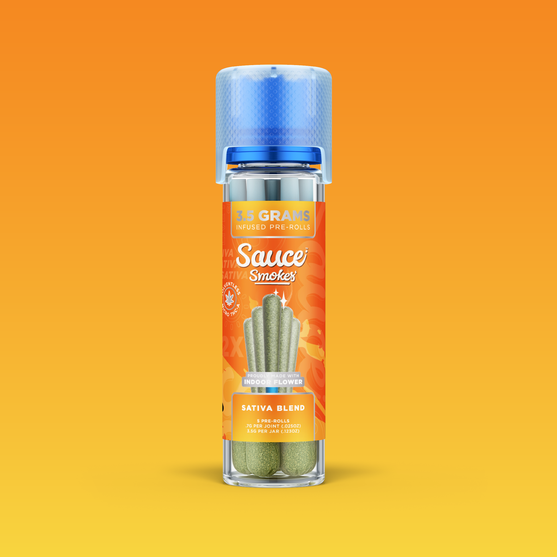 SAUCE SMOKES - INFUSED PREROLL PACK - SATIVA BLEND - .7G(5PK) 