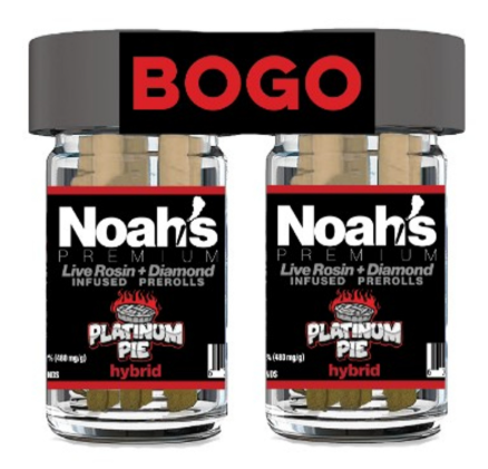 NOAH'S PREMIUM - INFUSED PREROLL PACK - LIVE ROSIN - HYBRID - PLATINUM PIE - .5G - (10PK)