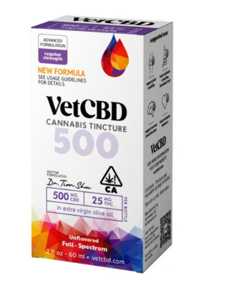 VET CBD - TINCTURE - REGULAR STRENGTH - 500MG CBD - 25MG THC - 2OZ