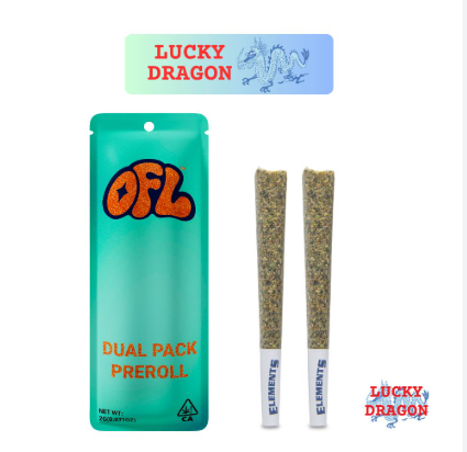 OAKFRUITLAND - PREROLL - HYBRID - LUCKY DRAGON - 1G - (2PK)