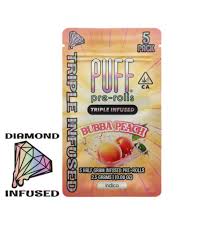 PUFF - INFUSED PREROLL PACK - DIAMOND - INDICA - BUBBA PEACH - .5G - (5PK)