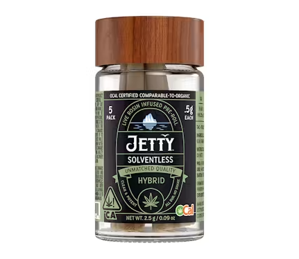 JETTY - INFUSED PREROLL PACK - OCAL SOLVENTLESS - HYBRID - NAM WAH X COUP RUNTZ BOMB - .5G - (5PK)