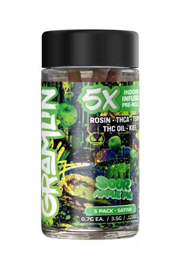 GRAMLIN - INFUSED PREROLL PACK - SATIVA - SOUR APPLE PIE - .7G - (5PK)