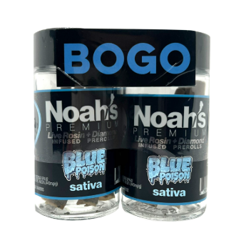 NOAH'S PREMIUM - INFUSED PREROLL PACK - LIVE ROSIN - SATIVA - BLUE POISON - .5G - (10PK)