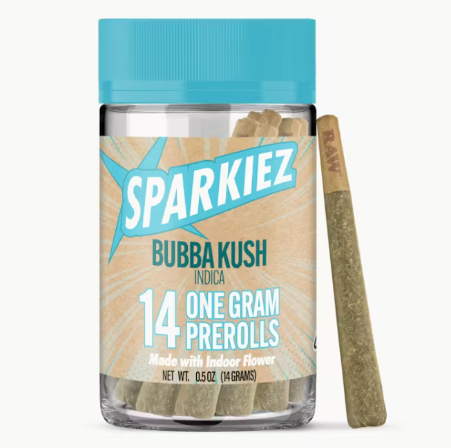 SPARKIEZ - PREROLL PACK - INDICA - BUBBA KUSH - 1G (14PK)