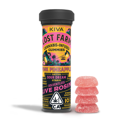 LOST FARM - EDIBLE - GUMMY - SATIVA - ROSIN - PINK PINEAPPLE SOUR DREAM - 100MG