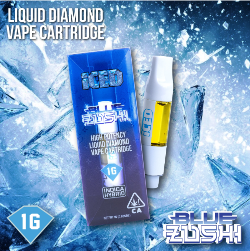 ICED - CARTRIDGE - LIQUID DIAMOND - INDICA HYBRID - BLUE ZUSHIE - 1G