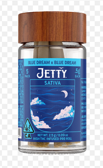 JETTY - INFUSED PREROLL PACK - SATIVA - BLUE DREAM X BLUE DREAM - .5G (5PK) 