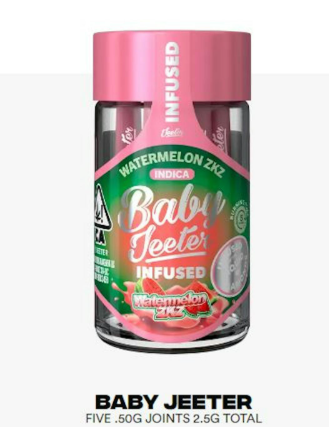 BABY JEETER - INFUSED PREROLL - INDICA - WATERMELON ZKITTLEZ - .5G - (5PK)