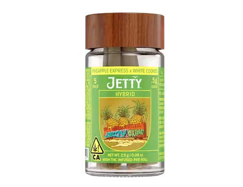 JETTY - INFUSED PREROLL PACK - HIGH THC - HYBRID - PINEAPPLE EXPRESS X GORILLA GUAVA - .5G - (5PK)
