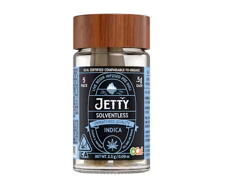 JETTY - INFUSED PREROLL PACK - OCAL SOLVENTLESS - INDICA - PAPA BURGER X PAPA BURGER - .5G - (5PK)