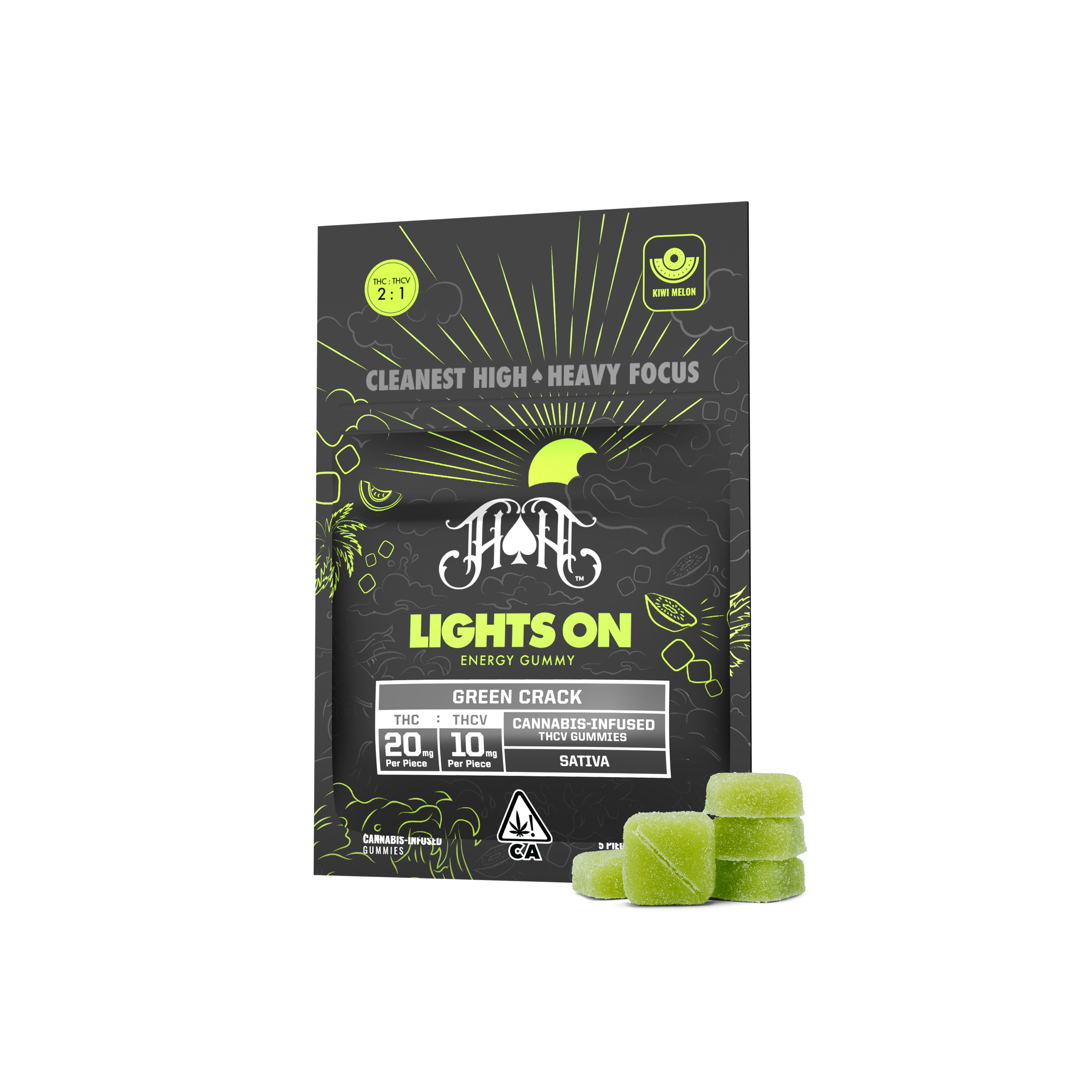 GUMMIES - SATIVA - GREEN CRACK - 2:1 THC:THCV - 100MG:50MG