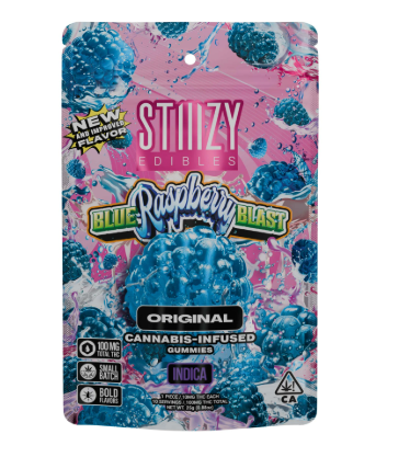 STIIIZY - EDIBLE - MYLAR - INDICA - BLUE RASPBERRY BLAST - 100MG