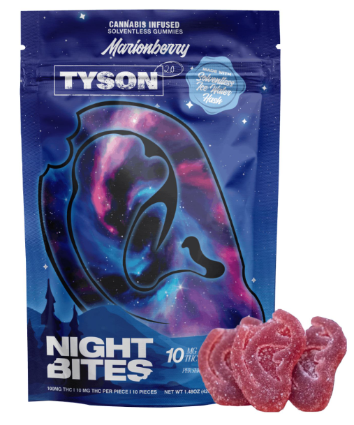 TYSON BITES - EDIBLE - SOLVENTLESS - CBN - MARIONBERRY - 100 mg - 10 Pack