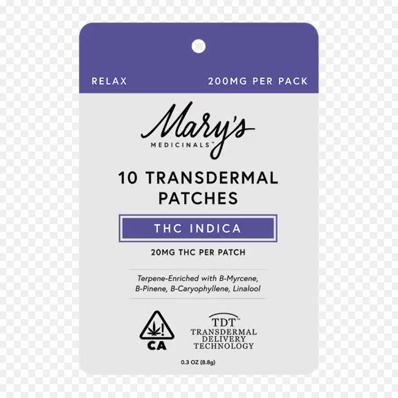 MARY'S MEDICINALS - TOPICALS - PATCH - RELAX - INDICA - 20MG