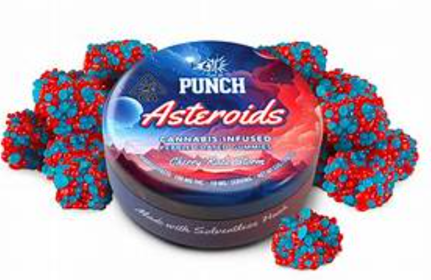 PUNCH EXTRACTS - SOLVENTLESS GUMMY - ASTEROIDS - HYBRID - CHERRY RAZZ STORM - 100 mg