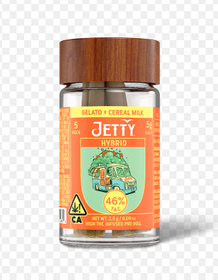 JETTY - INFUSED PREROLL PACK - HIGH THC - HYBRID - GELATO X CEREAL MILK - .5G (5PK)