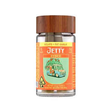 JETTY - INFUSED PREROLL PACK - HIGH THC - HYBRID - GELATO X WHITE MANGO - .5G - (5PK)
