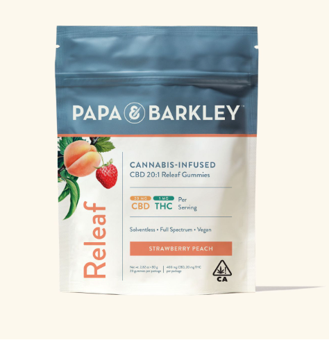 PAPA & BARKLEY - EDIBLE - GUMMIES - RELEAF - STRAWBERRY PEACH - 400MG CBD