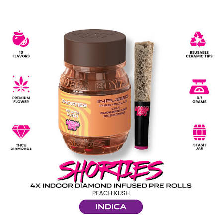 BODEGA BOYZ - INFUSED PREROLL PACK - INDICA - PEACH GASOLINA - .7G - (5PK)