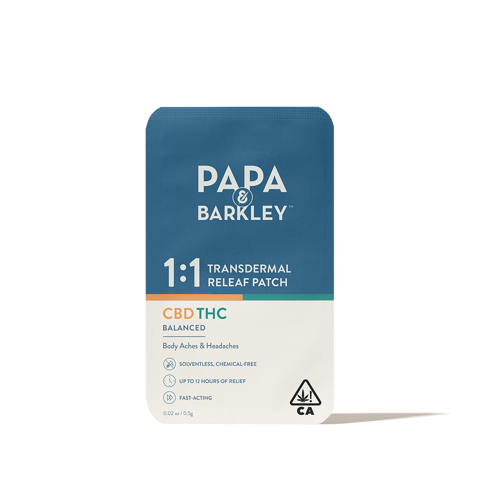 PAPA & BARKLEY - TOPICAL - RELEAF PATCH 1:1 - CBD:THC - 15MG