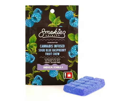 EDIBLE - FRUIT CHEW - SOUR BLUE RASPBERRY - 100MG