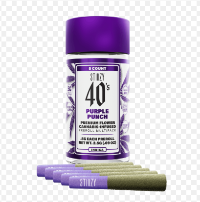Stiiizy - STIIIZY 40'S - INFUSED PREROLL PACK - INDICA - PURPLE PUNCH - .5G - (5PK) Main Image